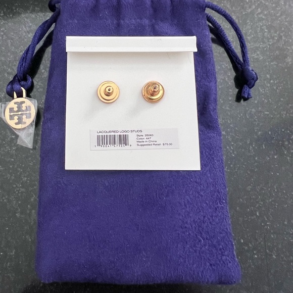 Tory Burch Earrings in Blue and Gold - Picture 2 of 2